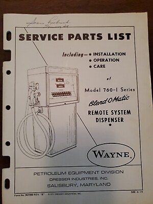 #ad Wayne 760 Blend o Matic Gas Pump Instruction Parts Assembly Service Manual 1971