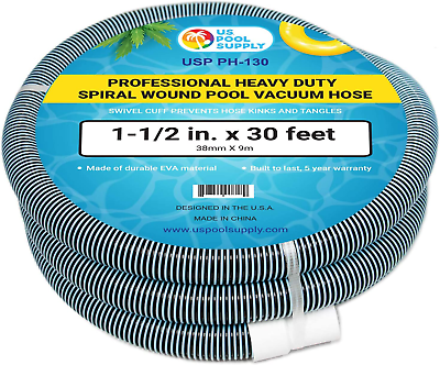 #ad 1 1 2quot; X 30 Foot Professional Heavy Duty Spiral Wound Swimming Pool Vacuum Hose