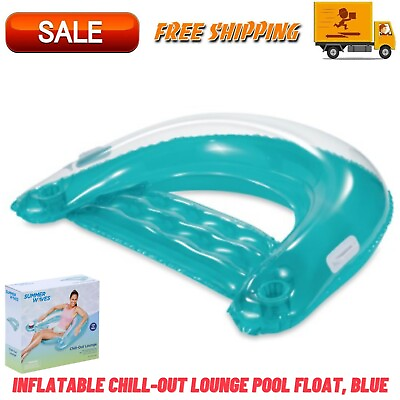 Inflatable Lounge Pool Float For Adults Blue Unisex Chill Out Pool Chair