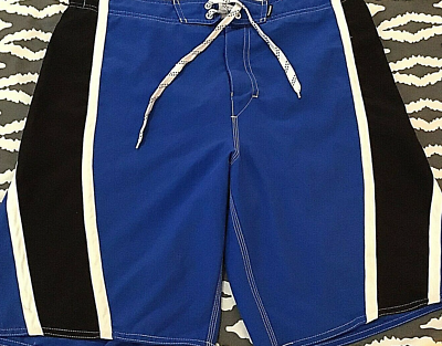 #ad Joe Boxer Swim Shorts Men#x27;s size M Blue White Black Drawstring Lined