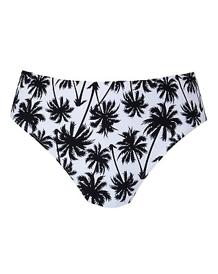 Simply Yours Bikini Bottom High Leg Size UK 12 Swimming Pool Beach Palm Print