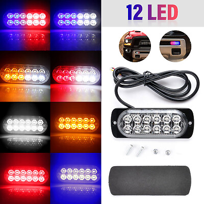 Car 36W 12 LED Strobe Lamps Surface Mount Flashing Lights Bar For Truck Pickup