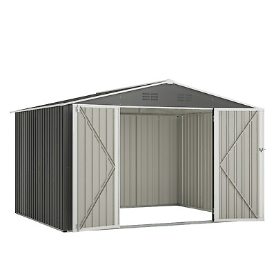 #ad #ad 10#x27;x8#x27; Outdoor Storage Shed Metal Shed Garden Shed Backyard Tool House Lockable