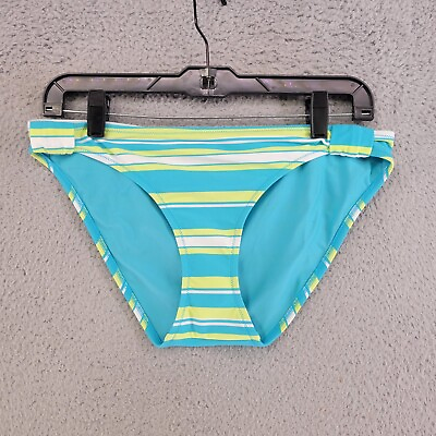 #ad New American Eagle Bikini Bottom Womens L Large Blue Striped Summer Swimming