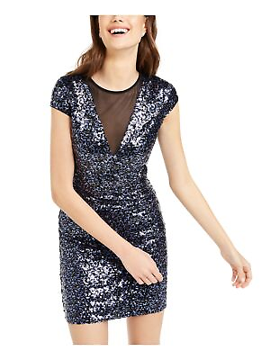 #ad TEEZE ME Womens Short Sleeve V Neck Above The Knee Evening Body Con Dress