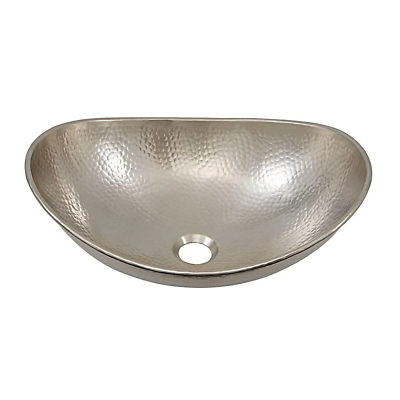 hobbes 19 in. handcrafted vessel sink in hammered nickel counter above inch