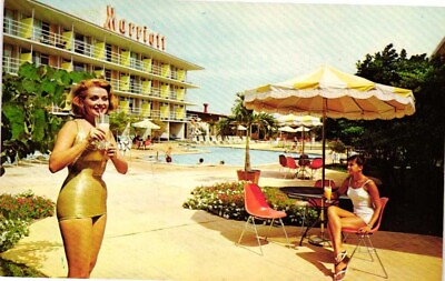 #ad Postcard Marriott Key Bridge Motor Hotel Washington DC pool