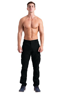 #ad Mens Cargo Combat Flex Work Trouser Relax Fit Multi Pocket Stretch Workwear Pant