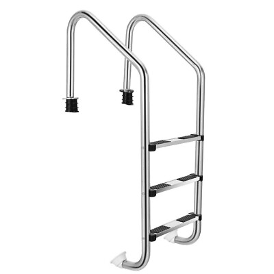 #ad Costway 3 Step Stainless Steel Swimming Pool Ladder In Ground w Anti skid Step