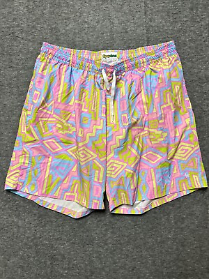 #ad Tipsy Elves Swim Shorts Mens 4XL XXXXL Pink Blue Yellow Geometric Shorts Neon