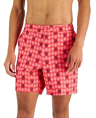 #ad Club Room Men#x27;s Turtle Print Swim Shorts Pink Size small