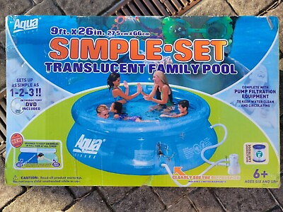 #ad Inflatable Family Pool Aqua 9 ft round 26 in deep with Filter Simple Set NIB