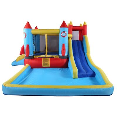 Kids Inflatable Bounce House，Water Park Water Slide Climbing Jumping Splash Pool