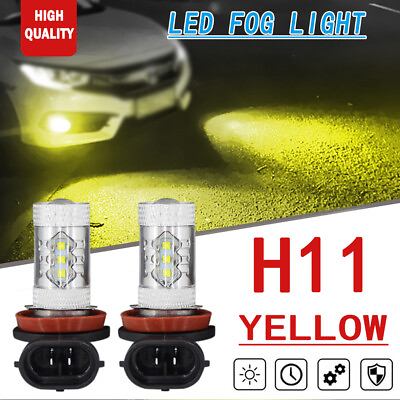 2x H11 Yellow LED 80W Fog Light Replace Bulb For Audi A3 A4 A5 A8 Q3 Q5 SQ5 TT