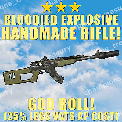 #ad PC ⭐⭐⭐ Bloodied Explosive HANDMADE RIFLE 25% AP COST GOD ROLL ⭐⭐⭐