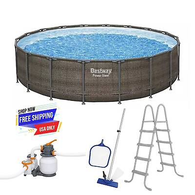 #ad #ad Power Steel Above Ground Pool Set 18 x 48 Sand Filter Durable Construction NEW
