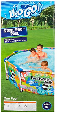 #ad Bestway Steel Pro 9#x27; x 26quot; Above Ground Round Swimming Pool Fun Animal Print