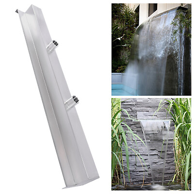 Waterfall Spillway w Pipe Connector Rectangular Outdoor Stainless Pool Waterfall