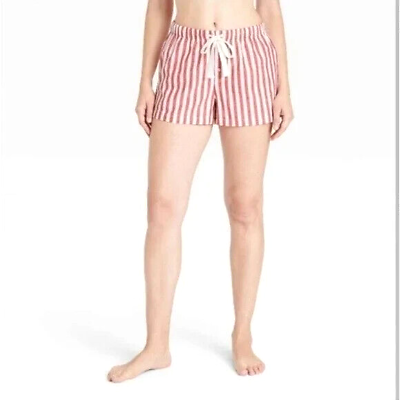 #ad Women#x27;s Stripe Flannel Pajama Lounge Shorts STARS ABOVE Size L RED amp; WHITE