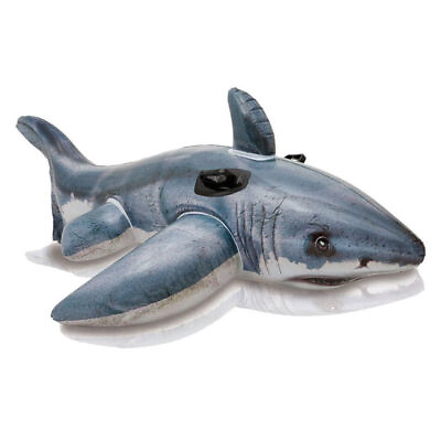 Kids Great White Shark Ride On Pool Float Swimming Inflatable Boy Toy 68x42in