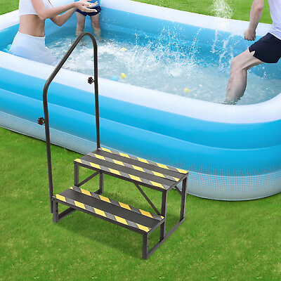#ad Portable Step Ladder W Handrails Swimming Pool Ladder Above Ground Home Decor