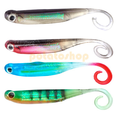 5 20pcs Fishing Soft Plastic Lures 3‘’ Split Tail Tail Small Mouth Perch