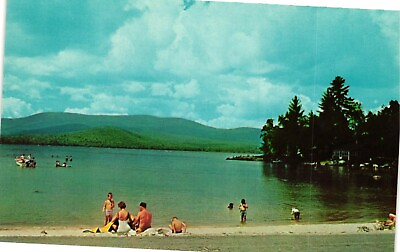Vintage Postcard Swimming amp; Boat Silver Lake Andover Maine ME Unposted #2488