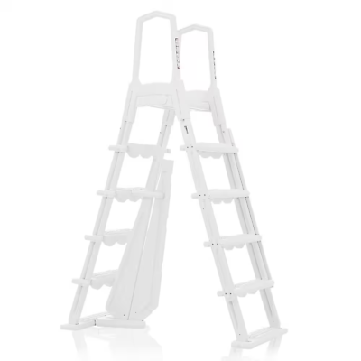 #ad A Frame Flip up Non Slippery Safety Entry Pool Ladder in White for above Ground