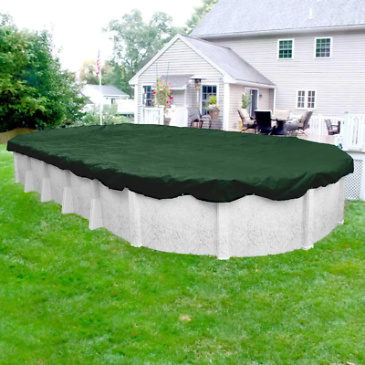 #ad Heavy duty 18 Ft. X 33 Ft. Oval Grass Green Winter Pool Cover Year Swimming