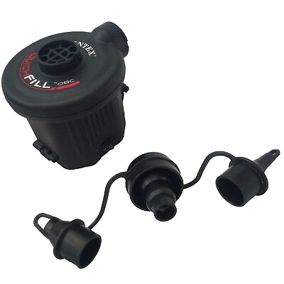 #ad Intex Pump 3 Nozzles Quick Fill Air Mattress Travel Battery Op AP638 Universal