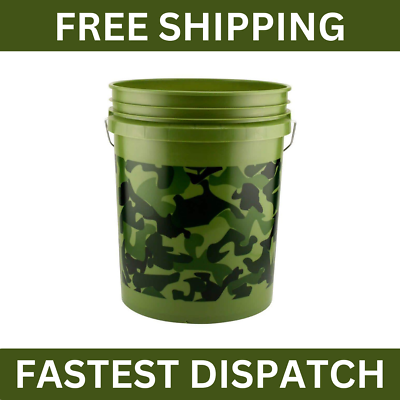 #ad Green 5 Gal Camo Pail Camouflage 5 Gallon Bucket for Mixing Paint and Gardening