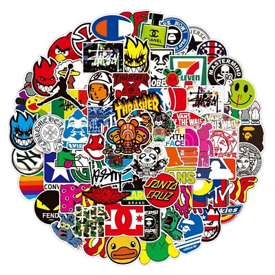 100 PCS cool brand sticker stickers Vinyl Skateboard Luggage Pack Logo Decals