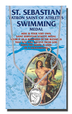 #ad Women#x27;s Swimming Necklace with St. Sebastian plus Two Free Prayer Cards