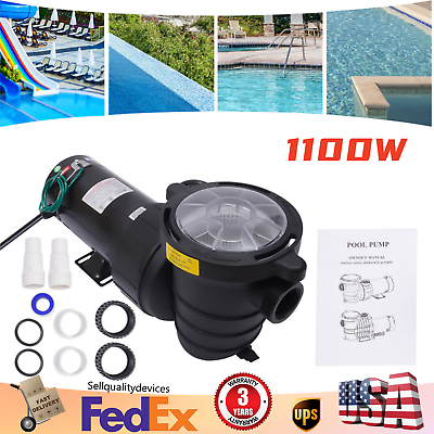 #ad #ad 92GPM Above Ground SPA Swimming Pool Pump 1.5HP w Strainer Filter 3450rpm 1100W