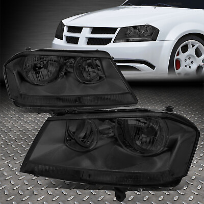 #ad FOR 08 14 DODGE AVENGER OE STYLE SMOKED LENS CLEAR CORNER HEADLIGHT HEAD LAMP