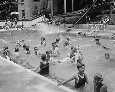 #ad Swimming Pool Long Water Slide 1923 8quot; 10quot; Bamp;W Photo Reprint