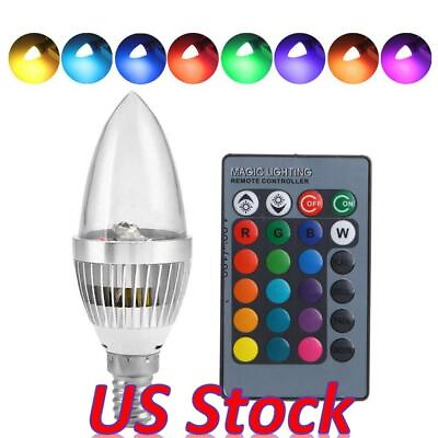 1 10X RGB LED Bulb E12 14 Candelabra Color Changing Light Lamp Remote Control US