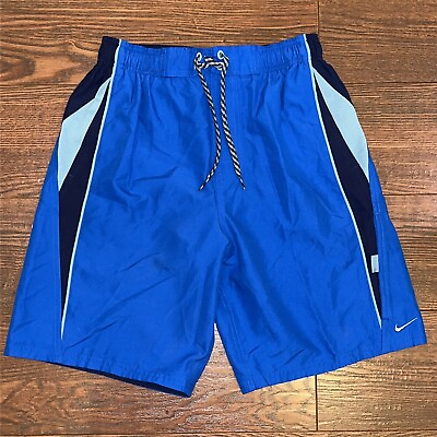 #ad Nike Swim Trunks Suit Men’s Small Board Shorts Bathing Liner Pocket Blue Black