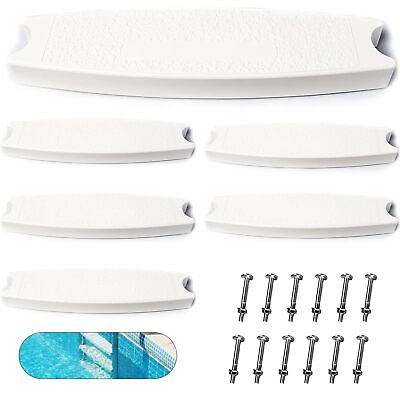 #ad 6 Pack White 18quot; Universal Pool Ladder Steps Heavy Duty Molded Plastic Swi...