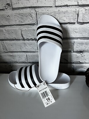 #ad Adidas Men’s Size 10 Adilette Aqua Slide Sandals. White Core Black. New