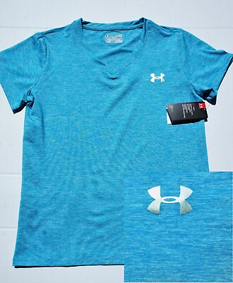 NEW Women Under Armour Twisted Tech Loose Gym Logo V Neck T Shirt Tee S XXL NWT