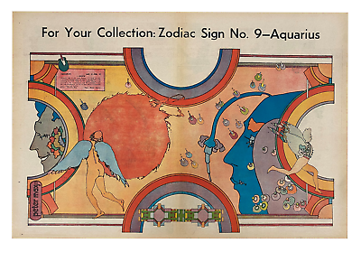 #ad #ad Rare Peter Max Aquarius Zodiac Sign Poster Chicago tribune No. 9 FRAMED