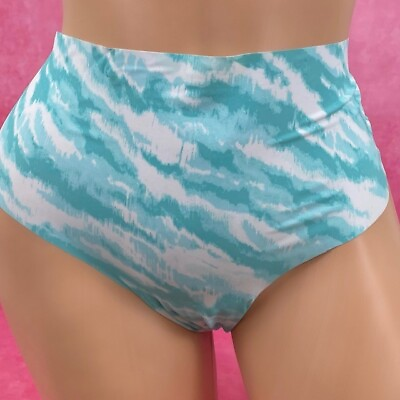 Vintage 90#x27;s y2k No Boundaries Brief Panties Aqua Lace Watercolor Knickers XXL