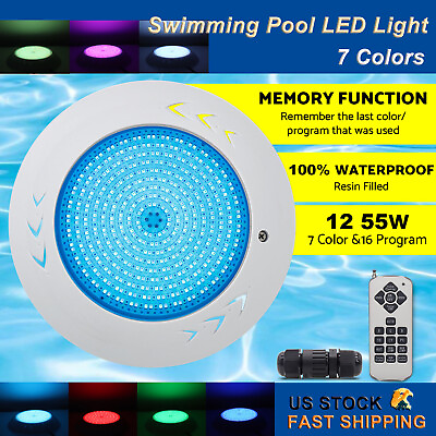 #ad 12V 55W Resin Filled Swimming Pool LED Light RGB Remote Control Memory Function