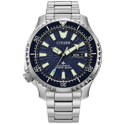 #ad Citizen Promaster Dive Automatic Men#x27;s Day Date Silver Watch 44MM NY0136 52L