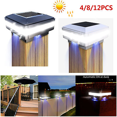 4 8 12pack LED Solar Post Lights Outdoor Garden Fence Deck Cap IP65 Waterproof
