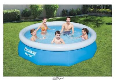#ad Bestway 57269E Above Ground Pool Fast Set 330 gal Round 30quot; H X 10 ft. D Blue