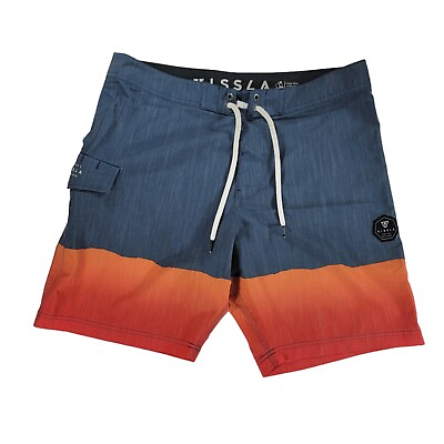 #ad Vissla Board Shorts Mens 34 Blue Orange Surf Swim Trunks Pocket