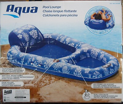 New 70quot; Leaf Design Aqua Pool Lounge Extra Long with Comfortable Headrest