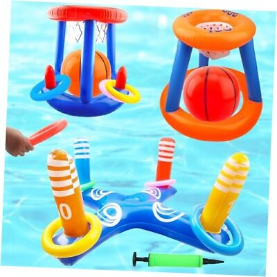 #ad 3 Sets Pool Floating Game Toy Set Inflatable Pool Ring Toss Game Set